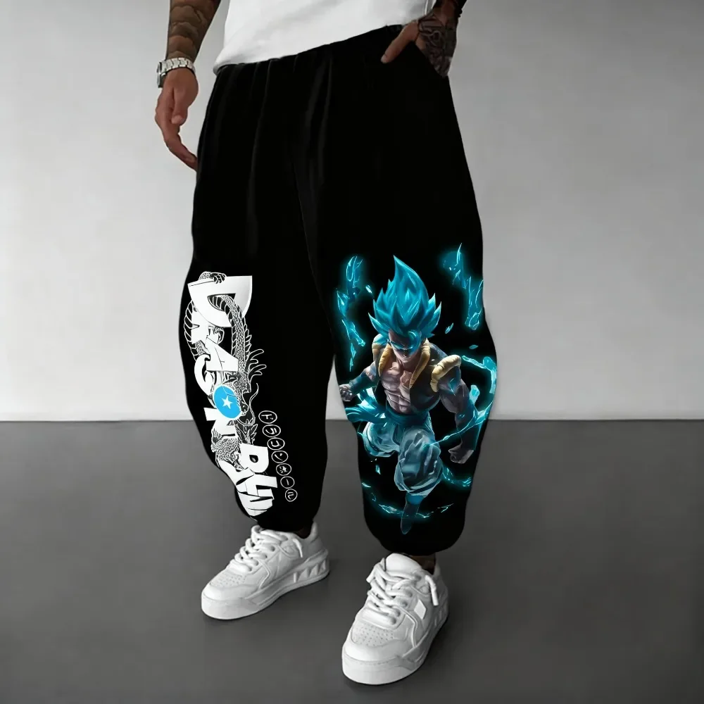 لعبة دراغون بول أنيمي Gogeta الأزرق المطبوعة السراويل الرياضية 2025 الخريف/الشتاء الرجال جديد فضفاض عادية الأمريكية Ins حجم كبير سراويل قطنية #2