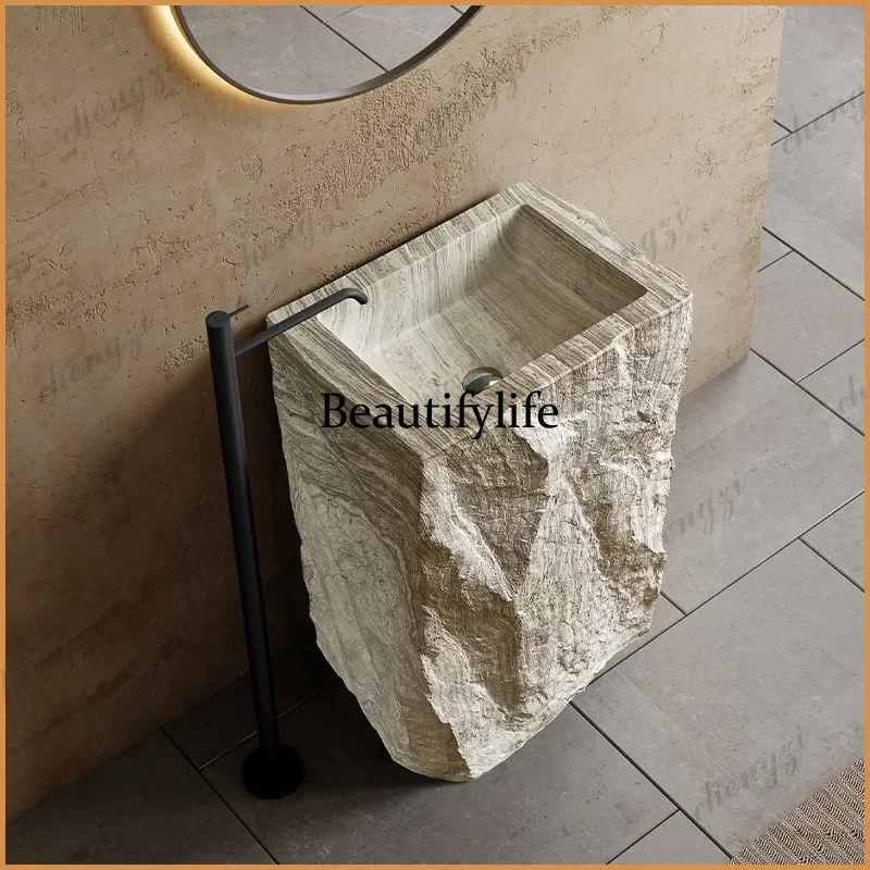 P182 P182 medieval wind wabi sandy wind travertine pillar basin basin basin household outdoor courtyard