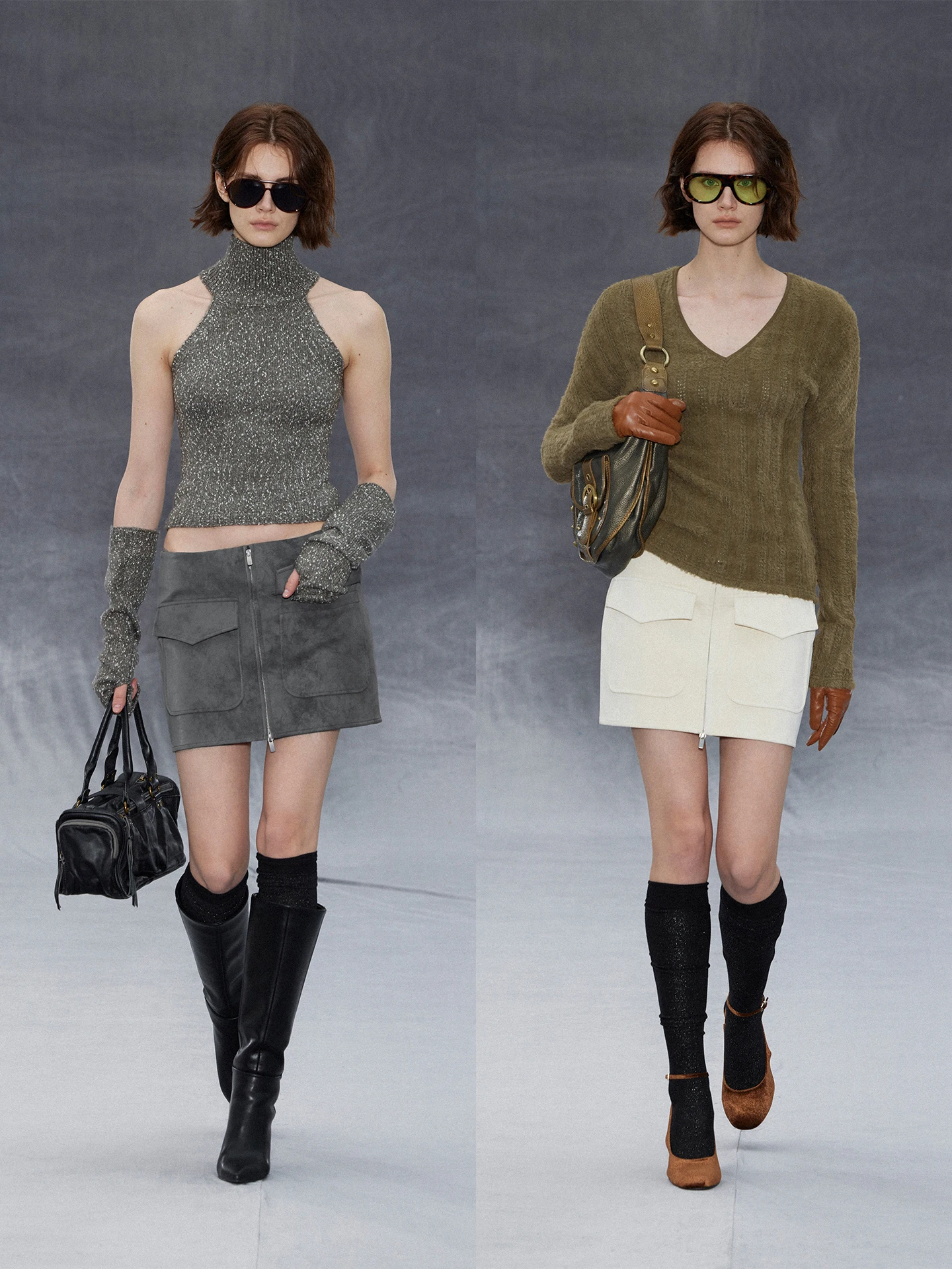 

Low Waist Straight Leg Skirt with 3D Pocket Cover Zipper Design Retro Series Women's Fashion Casual PU Skirt