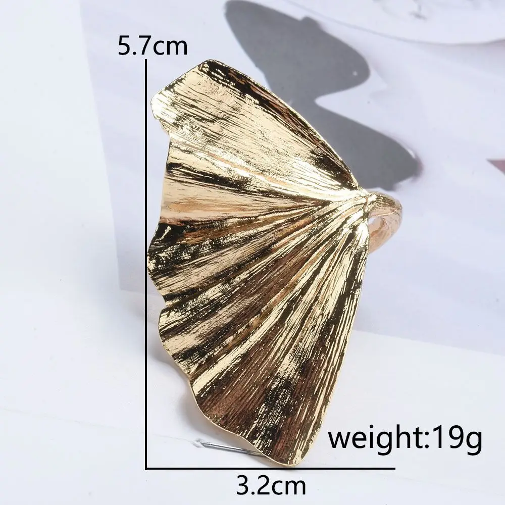 합금 은행 나무 잎 반지 기하학 골드 실버 컬러 너클 조인트 링 Pleated 펑크 파티 쥬얼리 팬 모양의 손가락 반지 선물