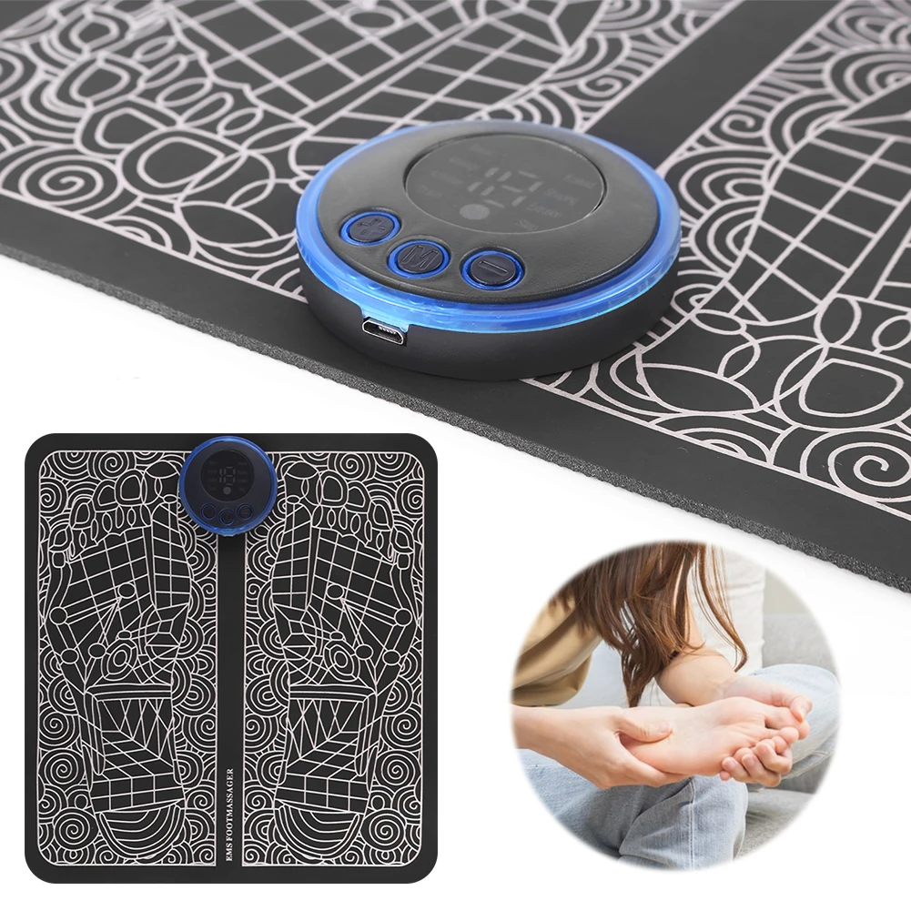 EMS Foot Massager Mat Foot Acupressure Device Muscle Relaxation Electronic Foot Stimulator with 8 Modes &19 Levels for Men Women