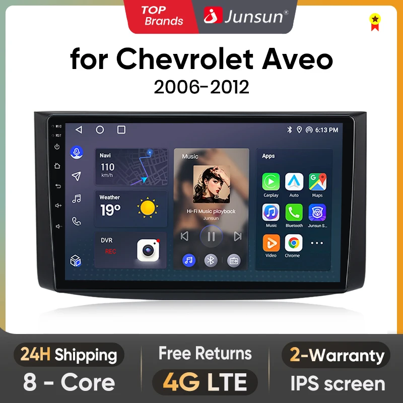 

Junsun V1 AI Voice Wireless CarPlay Android Auto Radio for Chevrolet AVEO T250 2006 - 2012 4G Car Multimedia GPS 2din autoradio