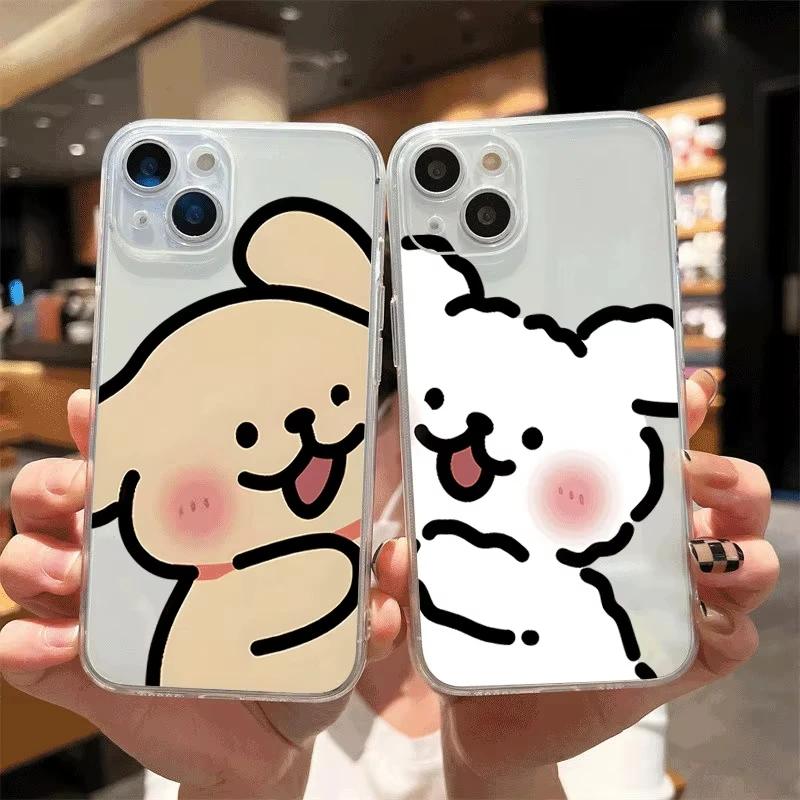 Coque de téléphone pour iPhone 17 Air 16 Pro Max 15 14 Plus 13 12 Mini 11 Pro, étui arrière antichoc en Silicone pour amoureux des chiens, Couple