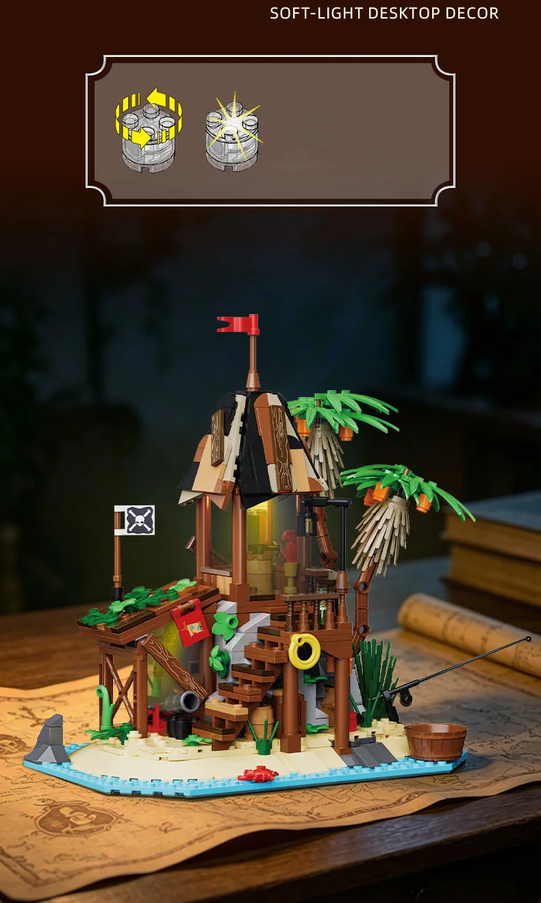 Idea Game Movie Piraten-Schiffsverschrottungsinsel Baustein-Modellsets Bausteine Lernspielzeug mit Licht als Geschenk – Detail 5