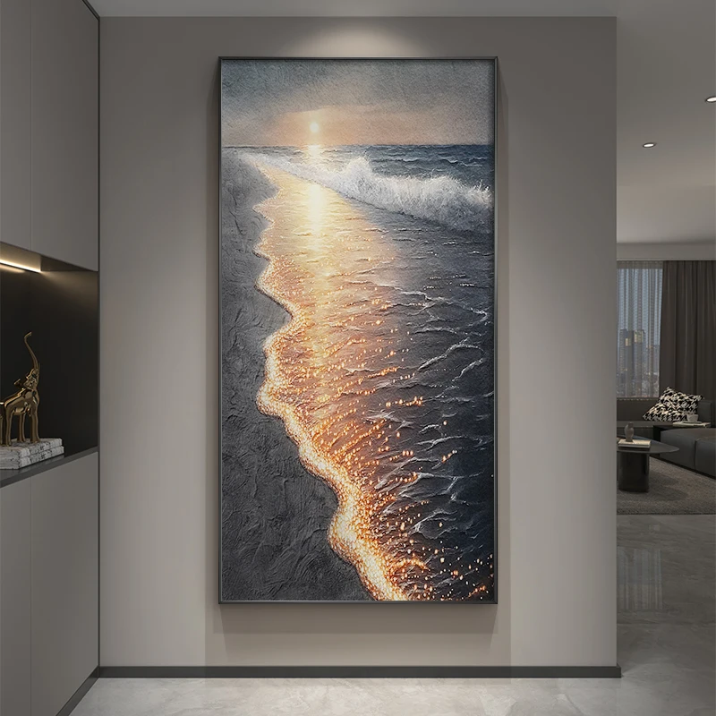 

Modern LED Wall Lamps Luxury For Entrance Corridor Living Room Decoration Corridor Sea Wave Hanging Painting Lustre Mural Lights