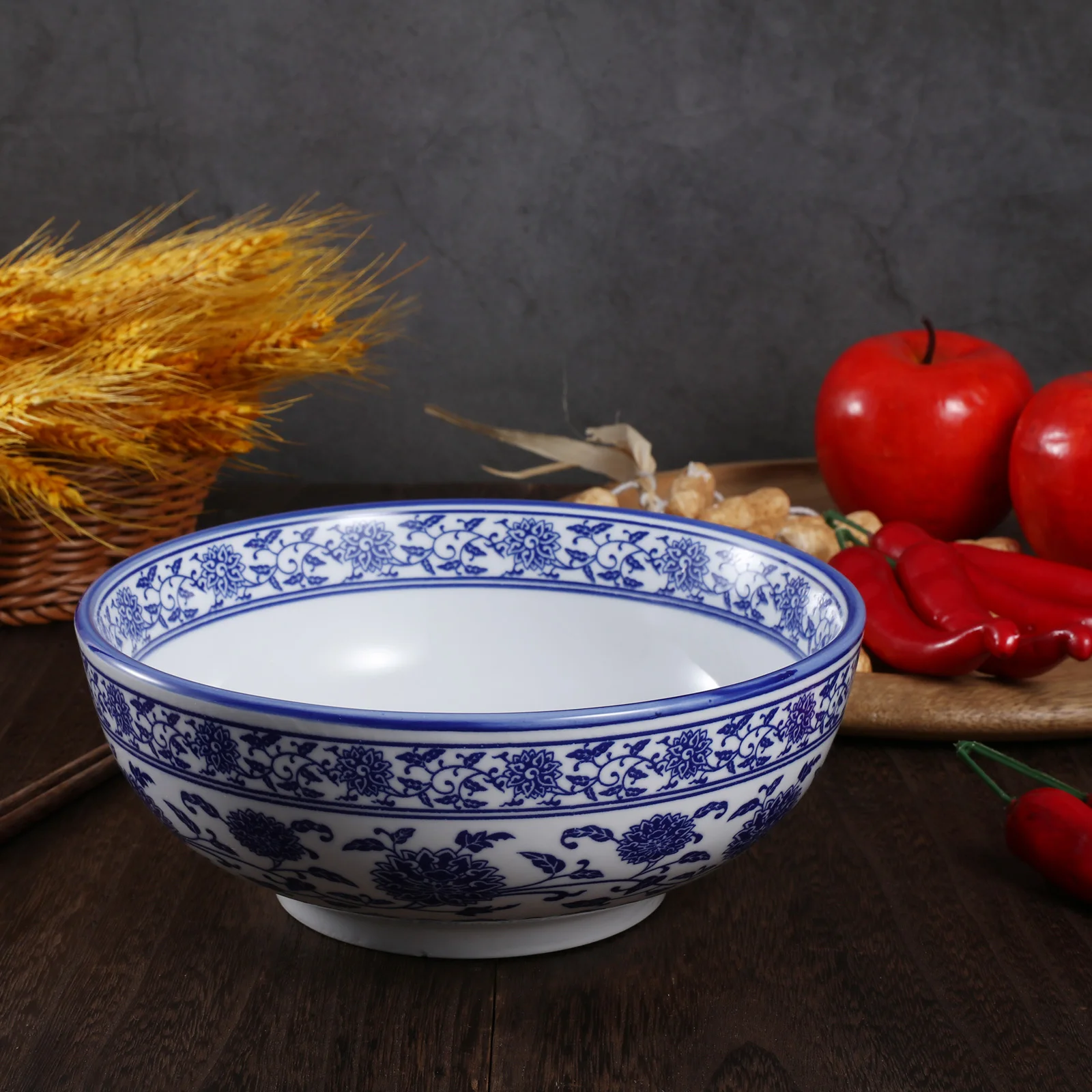 

1Pcs Chinese Style Blue and White Porcelain Ceramic Bowl Perfect Size Food Grade Material for Soup Noodle Rice Salad Pastas