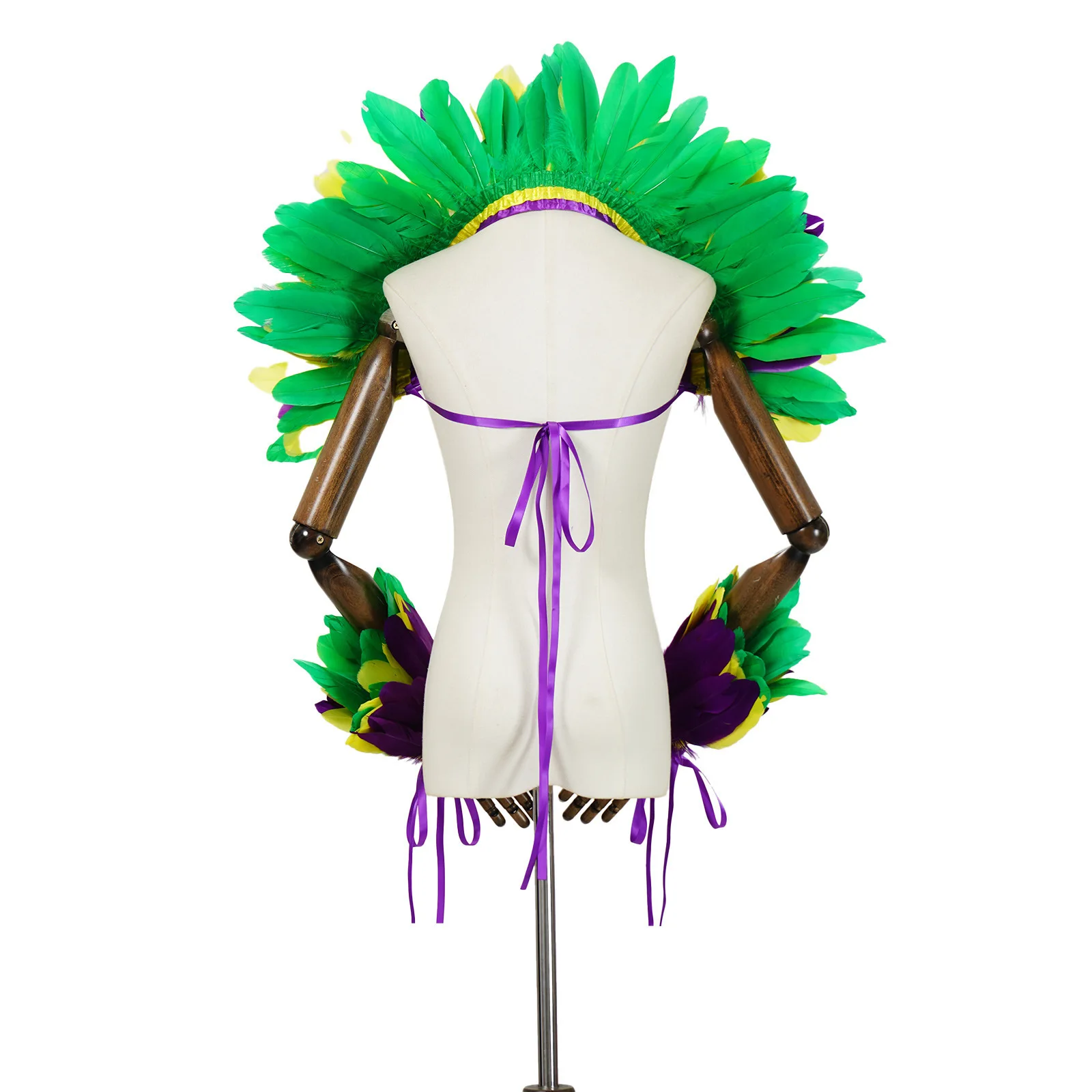 Women's Feather Shawl And Wrist Cuffs Set for Halloween Mardi Gras Witch Costume Gothic Party Cosplay