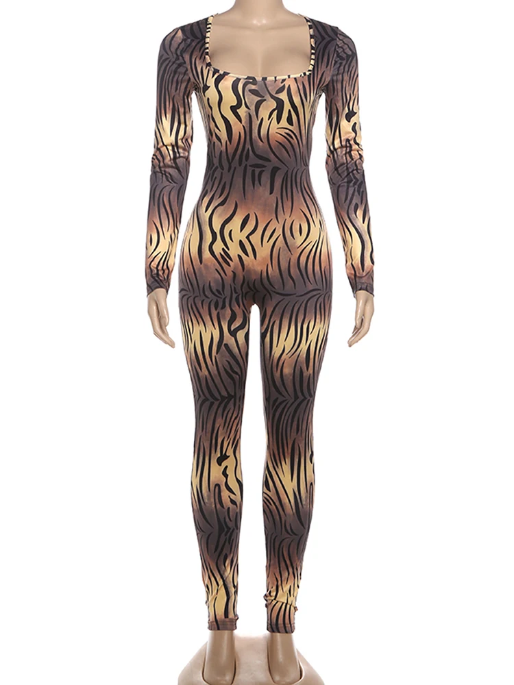 Nibber التدرج النمر طباعة حللا المرأة عارية الذراعين الخوخ بعقب ساحة طوق كم كامل نحيل مثير الشارع أزياء وتتسابق