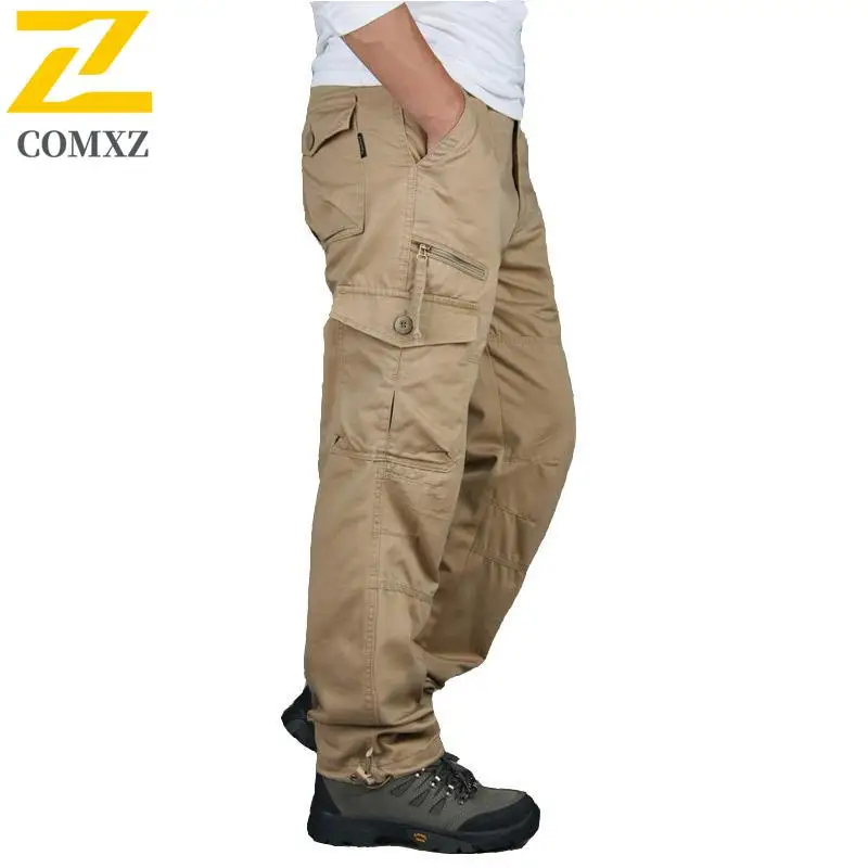 Male Cotton Cargo Pants Summer Casual Straight Leg Durable Utility Trousers Outdoor Camping Adventure  Comfort Workwear Pants