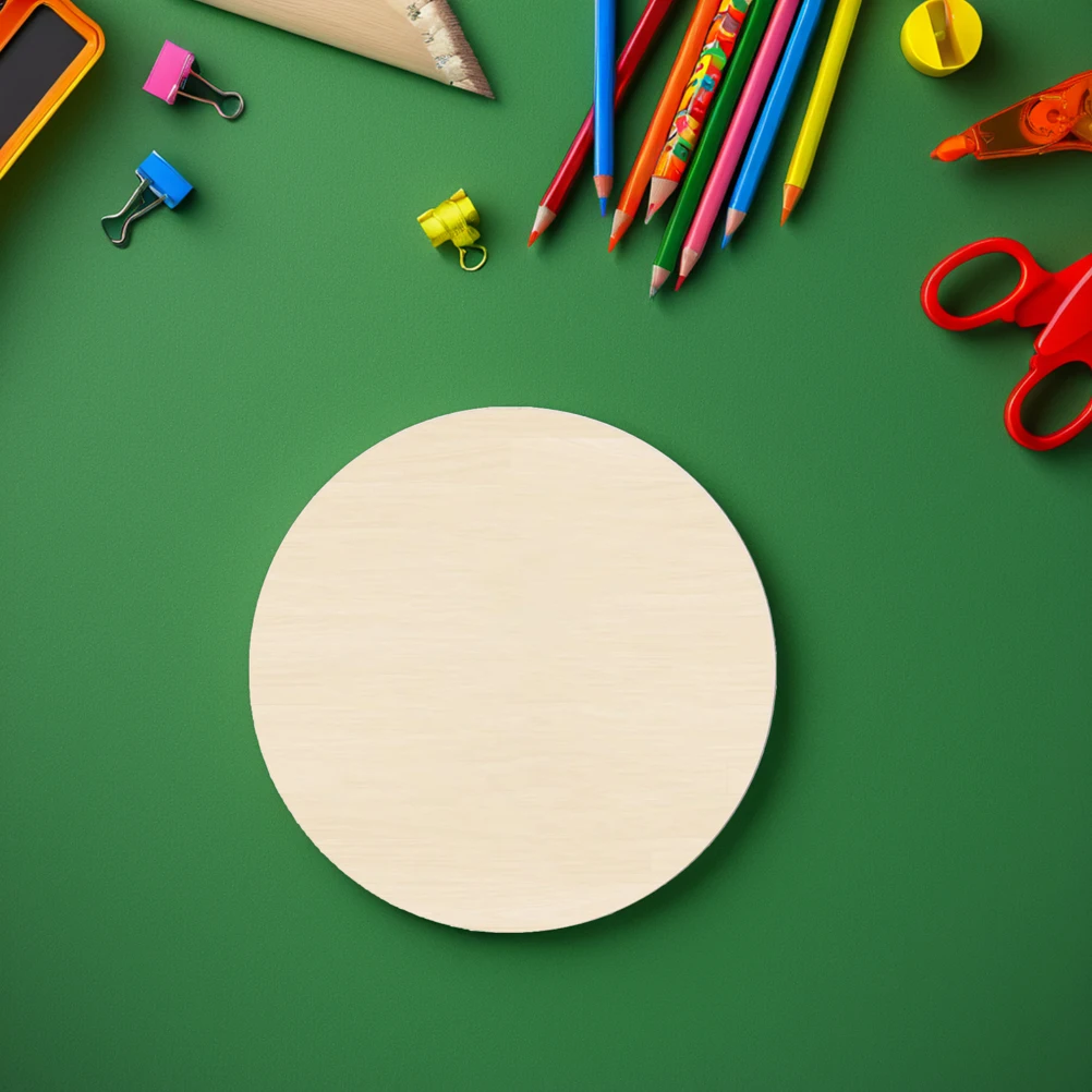 

5 Pcs Round Wood Chips Circle Blank Sign 25cm) Unfinished Graffiti Crafts Circles Children's Handmade Signs for Basswood