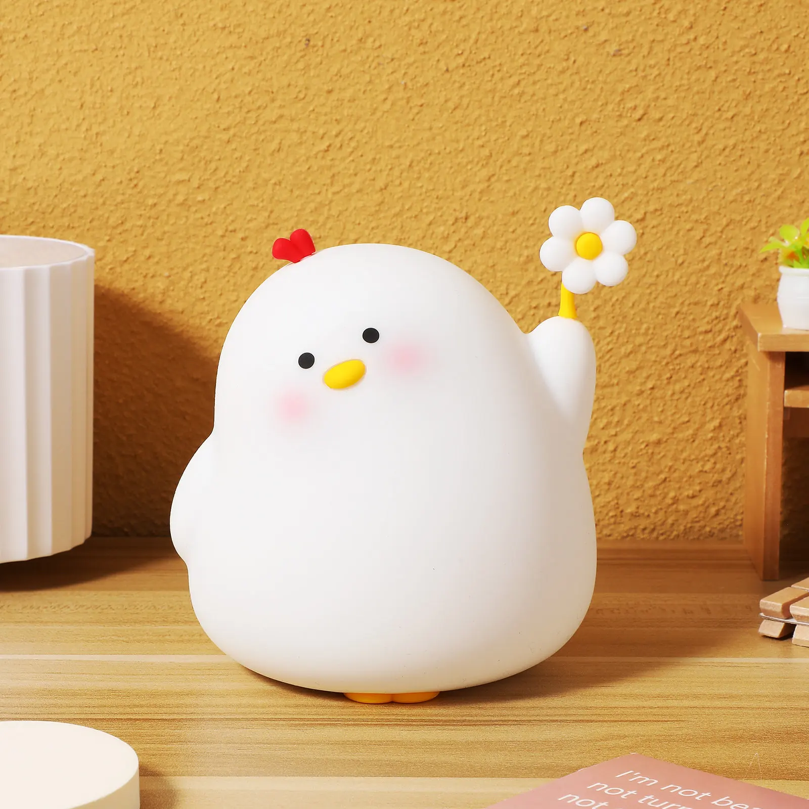 Chick Night Light Rechargeable Cute Cartoon Table Lamp for Bedroom Nursery Dorm Travel with Timer