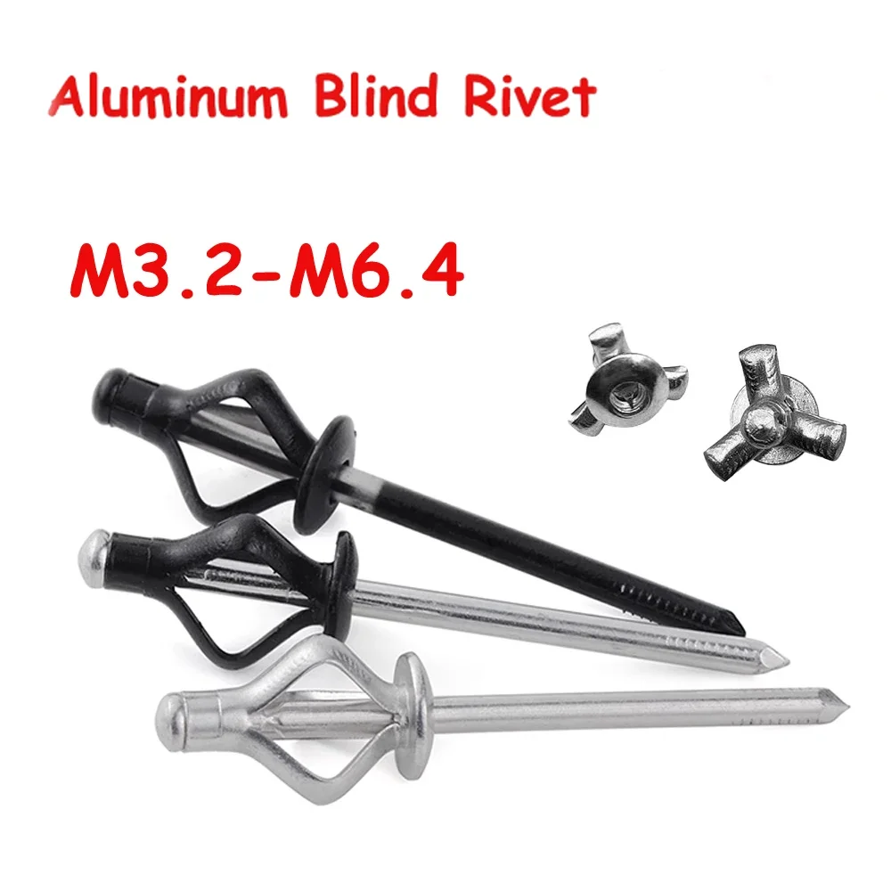 Aluminum Alloy Core-Pulling Pull Rivets Claw Rivets Folding Lantern Type Blind Rivet Assorted Sizes M3.2-M6.4