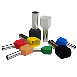 100PCS 1.5~16.0² TE1512 TE2510 TE2513 TE4012 ouble pipe cold pressed end double line tube shaped insulated tubular terminal