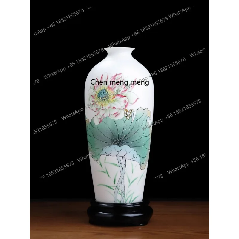 

Suet jade porcelain ceramic hand-painted vase ornament home living room TV cabinet decoration
