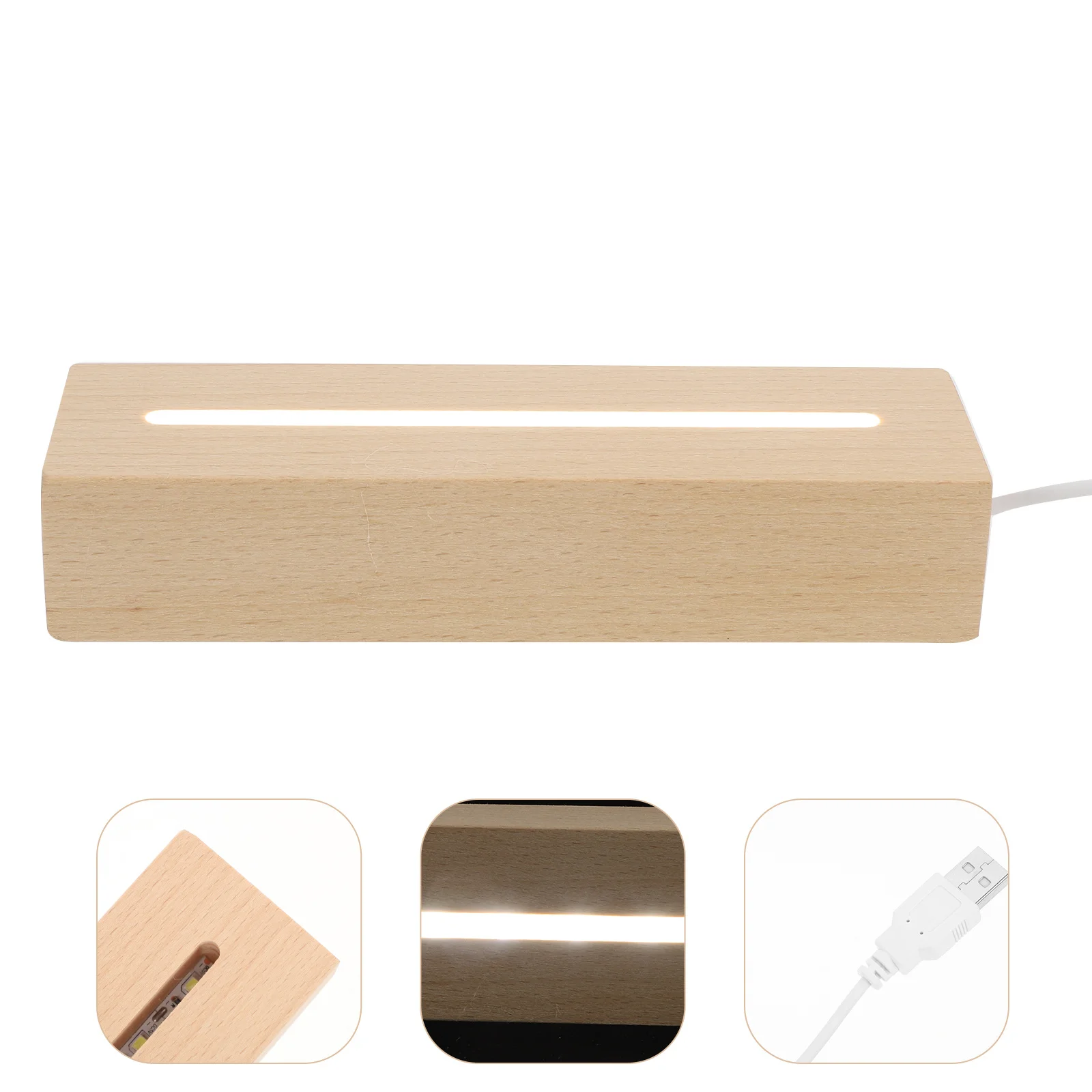 

Wooden Light Base Multipurpose Decorative Lamp Holder for Home Bedroom Living Room Creative LED Display Lamp Stand USB Craft