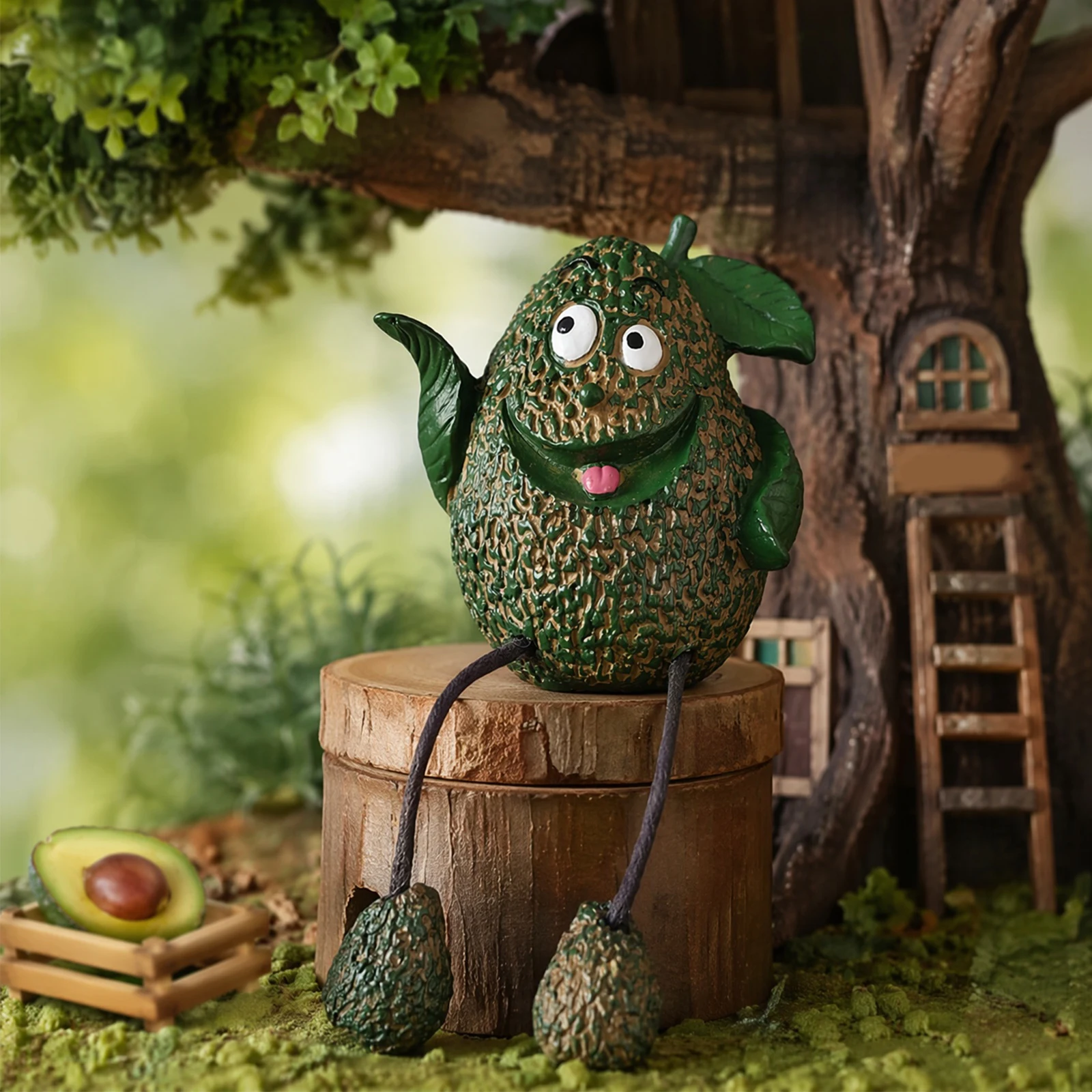 Fruit Resin Shelf Sitter Figurines with Flexible Dangling Legs Cute-Shaped Fruits Sculpture for Bookshelf Windowsill Tabletop