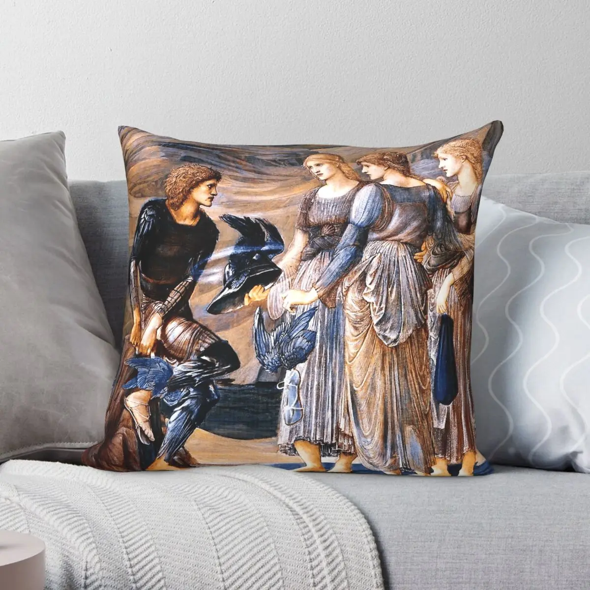 Perseus And The Sea Nymphs Edward Coley Burne-Jones Pillowcase Polyester Linen Velvet Printed Zip Decor Throw Pillow Cover 45x45