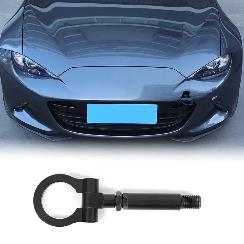 For Mazda MX-5 2016+ black car trailer hook heavy-duty towing eye hook bumper trailer hook ring aluminum alloy + carbon steel