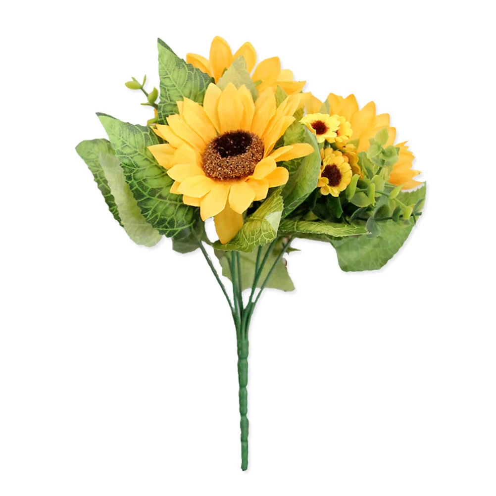 

2Pcs Artificial Sunflower Bouquet Small Simulation Flower Ornament Wedding Home Store Decoration Fake Sunflower