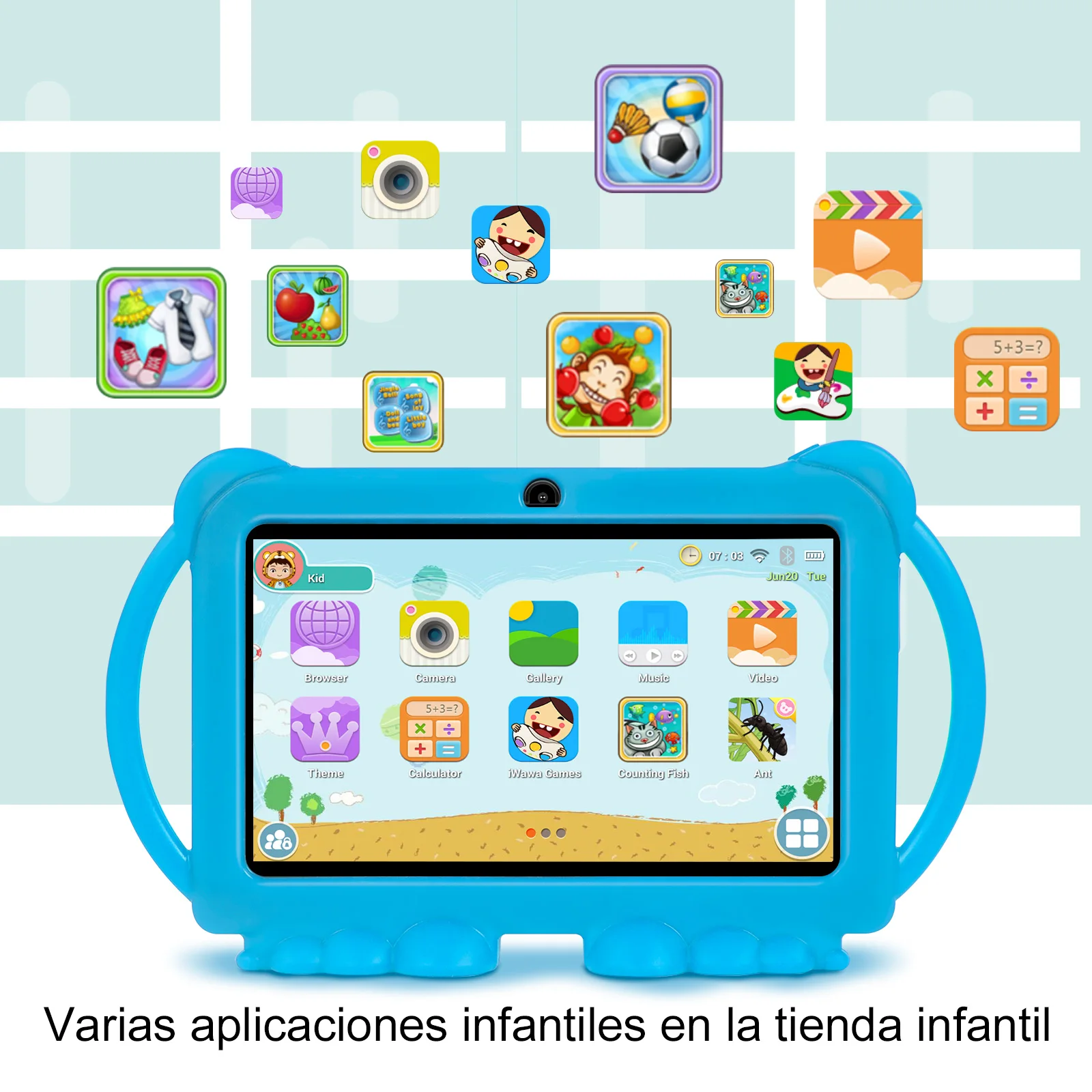 XGODY Android Kids Tablet For Study Education 32GB ROM 7 Inch IPS Screen PC Type C WiFi OTG Children Tablets With Cute Case