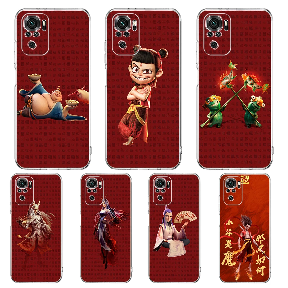 Transparent Phone Case for Redmi 13C 12C 10C Note 13 12 11 11T K40 Gaming Plus Pro 4G 5G Soft TPU Cover Shell New Cute Nezha Bag