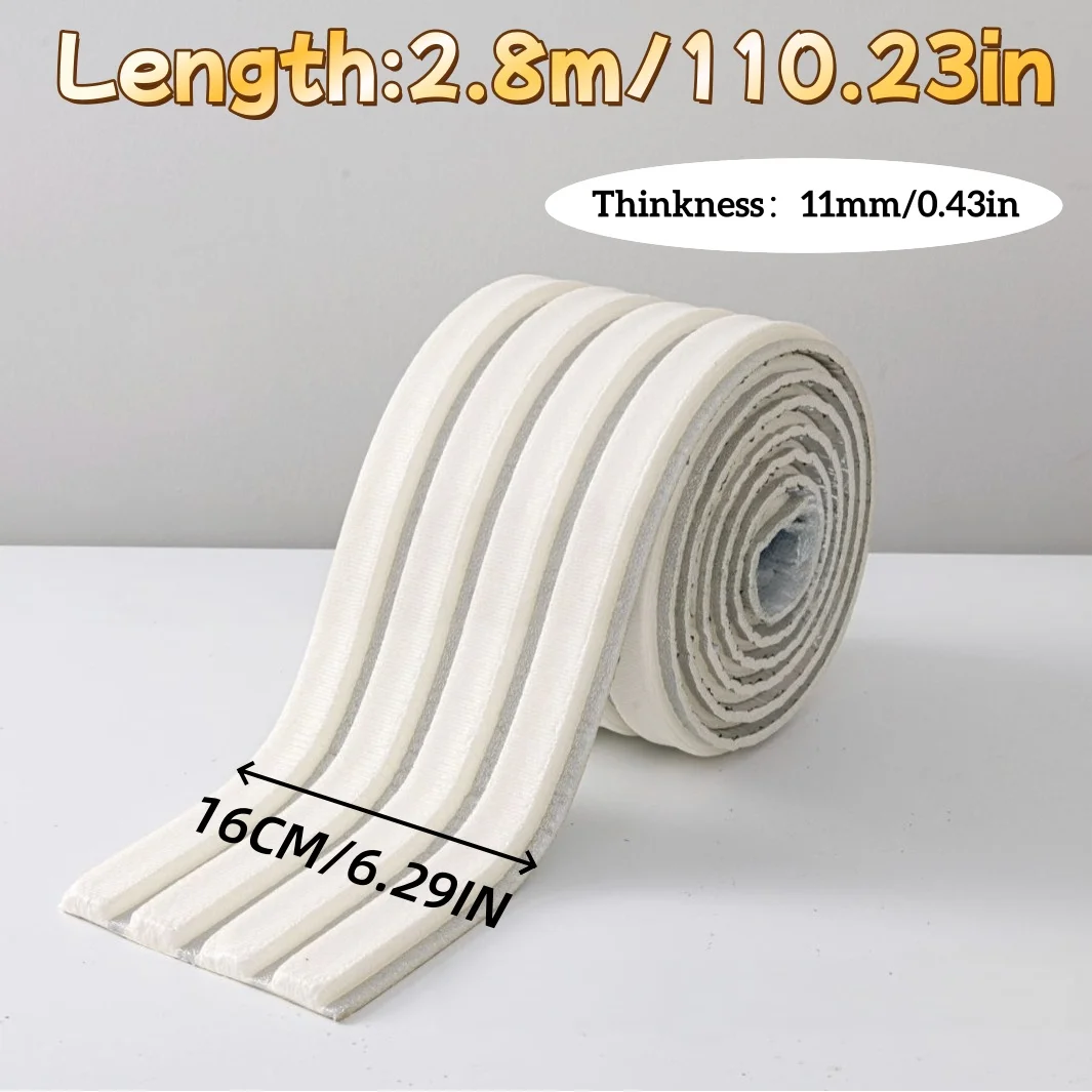 1Roll Foam Wall Sticker, 3D Wall Panel, 11mm Thick, Self Adhesive Skirting Board, Wainscoting Suitable for All Indoor Spaces