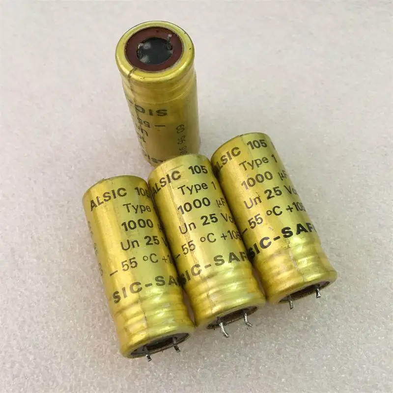 used-for-sic-safco-france-gold-1000uf-25v-hifi-filter-cathode-electrolytic-capacitor-20pcs