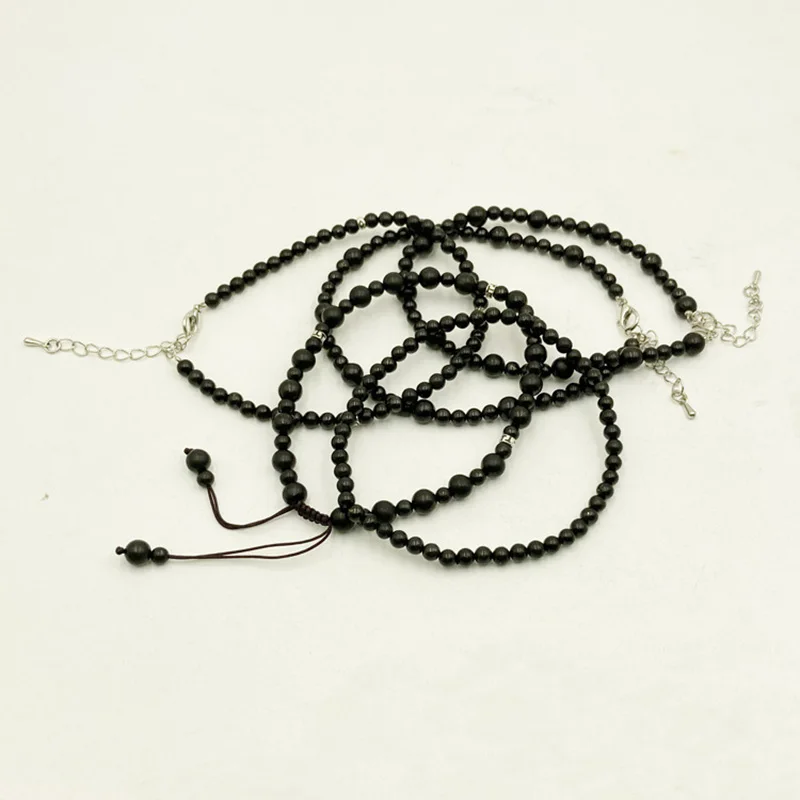 Trendy Gemstone Shungite Ankle Bracelet Healing Crystal Stone Anklet Matte Beads Protection against Radiation