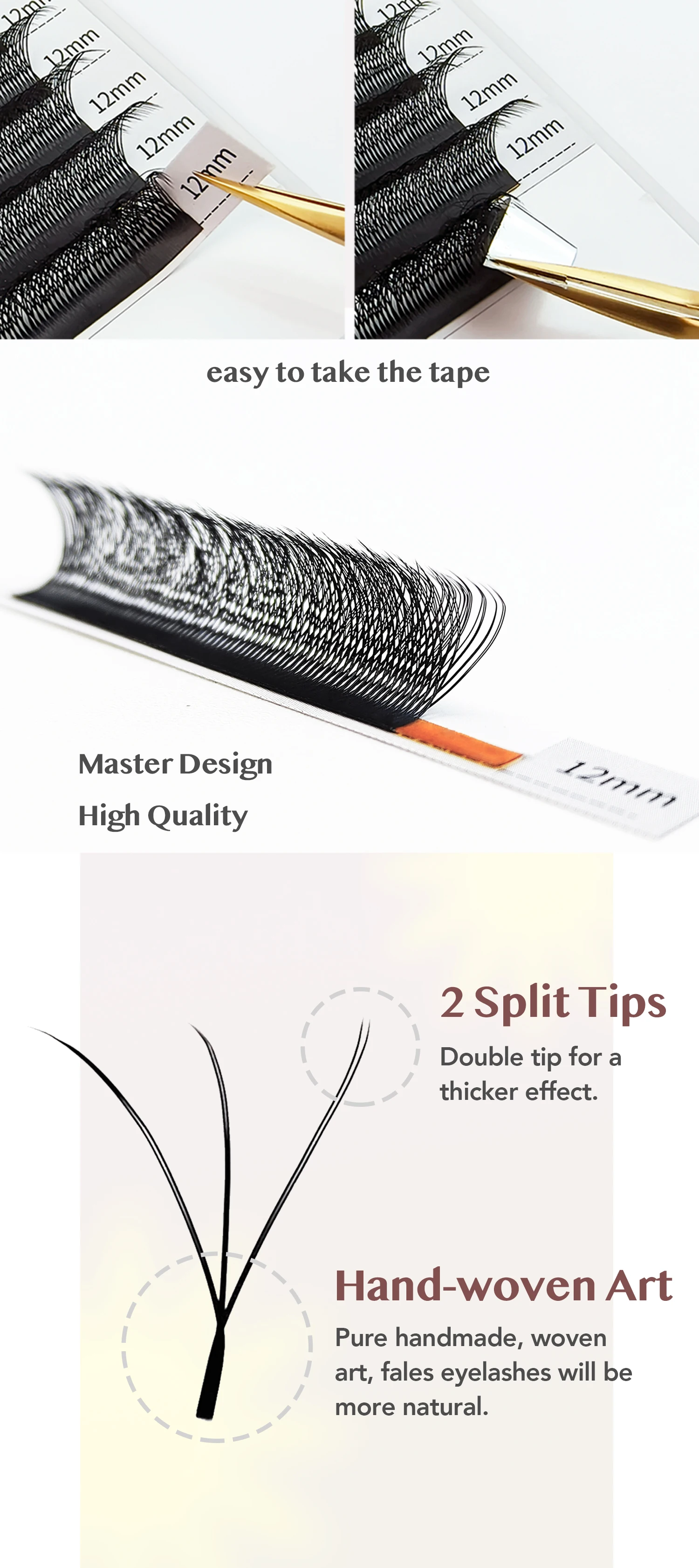SEEDEW 2 Split Tips Lashes 3D Automatisch blühende W-förmige Make-up-Wimpernverlängerungen Natürliche, weiche, leichte, volle und dichte Wimpern – Detail 3