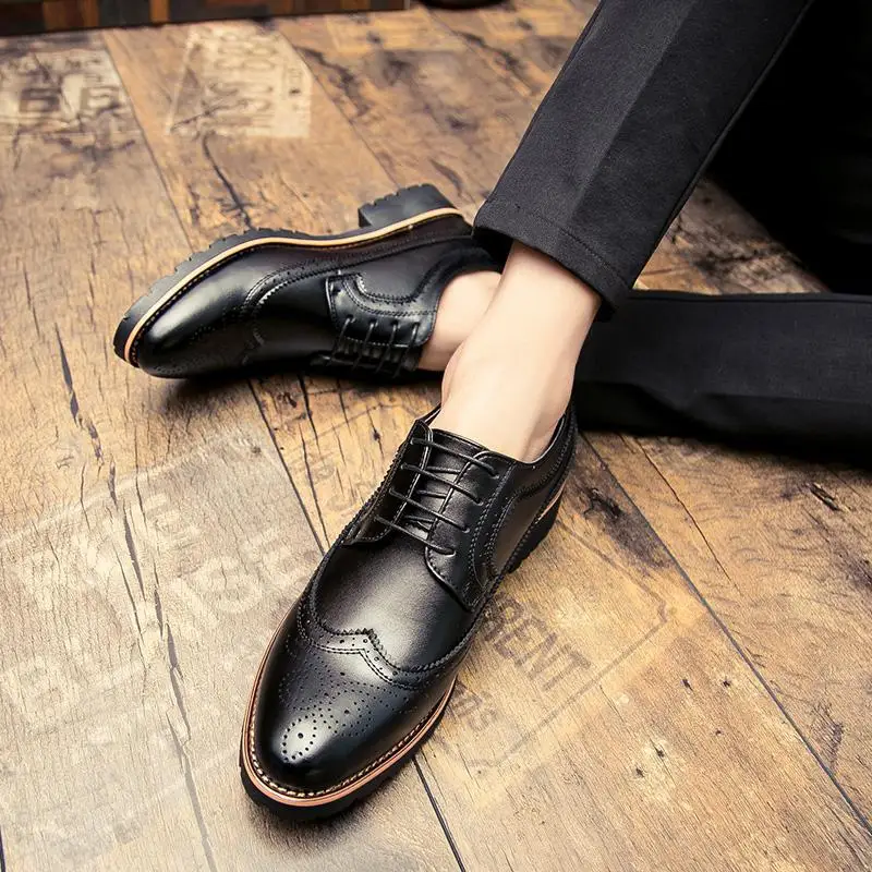 Formal Wear Youth Men's Party Black Leather Shoes British Retro Korean Type Casual Elegant