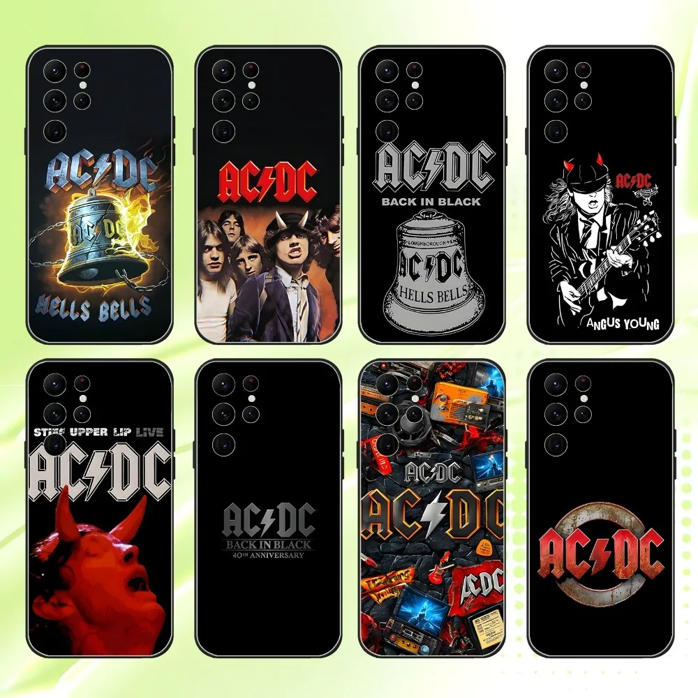 

AC Back In Black DC Phone Case For Samsung S 25,24,23,22,30,21,10,9,Ultra,Plus,Lite,FE,4,5G Black Soft Case