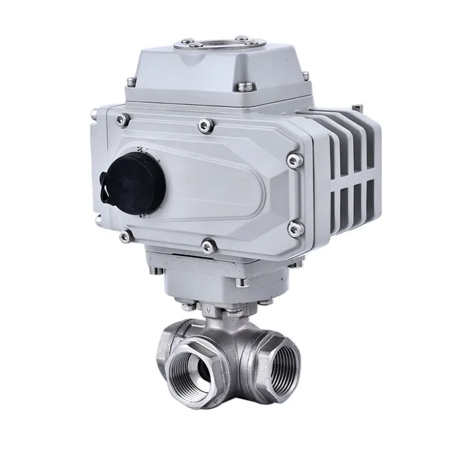 YIRUITE Electric 3 way Control Valve Motor Regulator Operated Stainless Steel ball valve on off electric motorized actuator