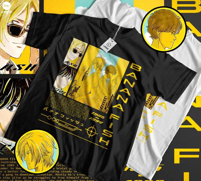 Unisex Banana Fish Tshirt, Eiji Okumura and Ash Lynx Manga Characters, Romance Boys Love, Yaoi Manhwa, Manga , Anime Streetwear