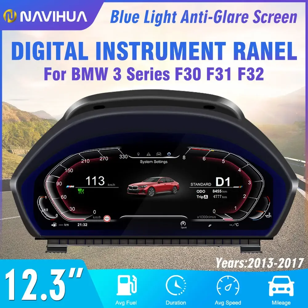 Navihua 12.3 Inch  for BMW 3 Series F30 Auto Meter Gauge Car Digital Dashboard Speedometer LCD Instrument Cluster