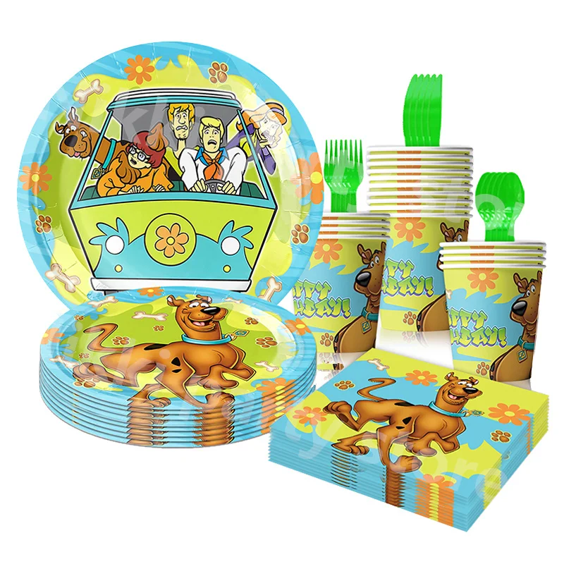 

Scooby Do Birthday Decoration Dog Disposable Tableware Tablecloth Plate Cup Gift Bag Napkin Kids Favor Gift Party Supplies Toys