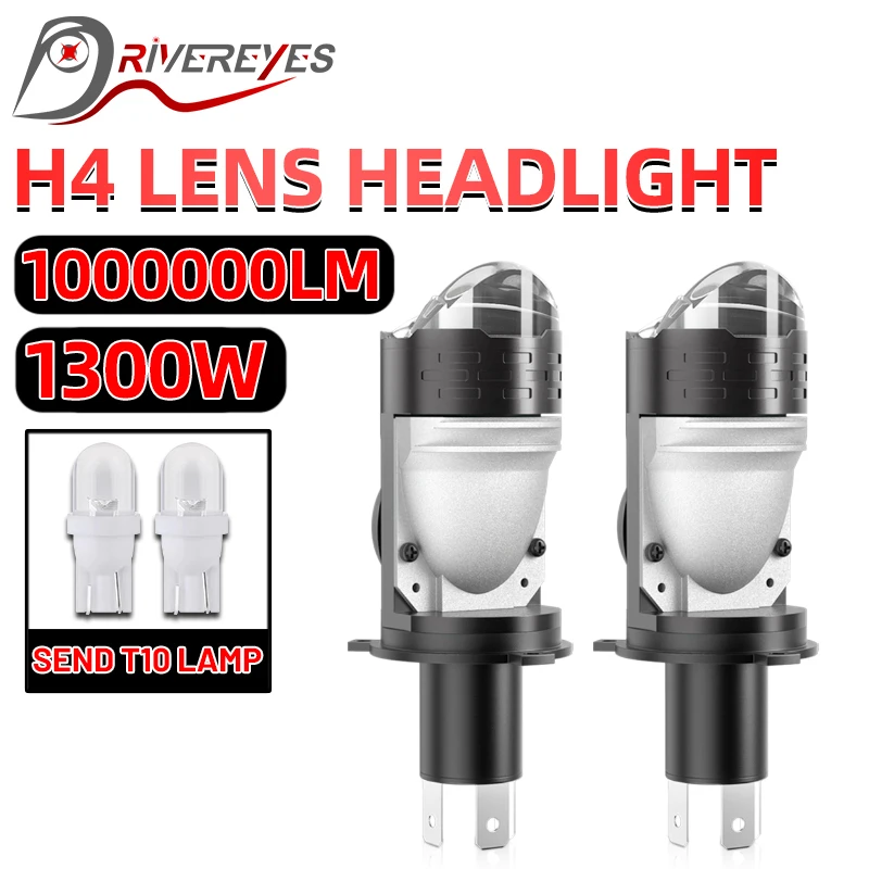 

2PCS H4 LED проекционная линза 100000LM 1300W Мощный 6000K Автомобильный свет HD линза 1: 1 Галогенный размер LED H4 Автомобильный свет Грузовик 12V 24V