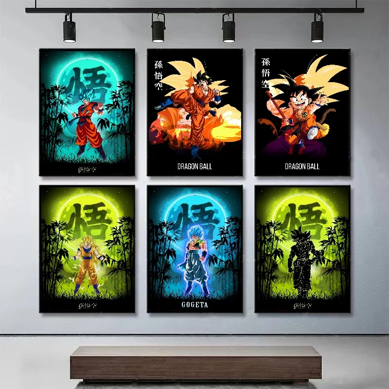 Classic Anime Dragon Ball Super Saiyan Son Goku Mural For Children's Room Home Living Room Wall Art Decorative Gift Aesthetics