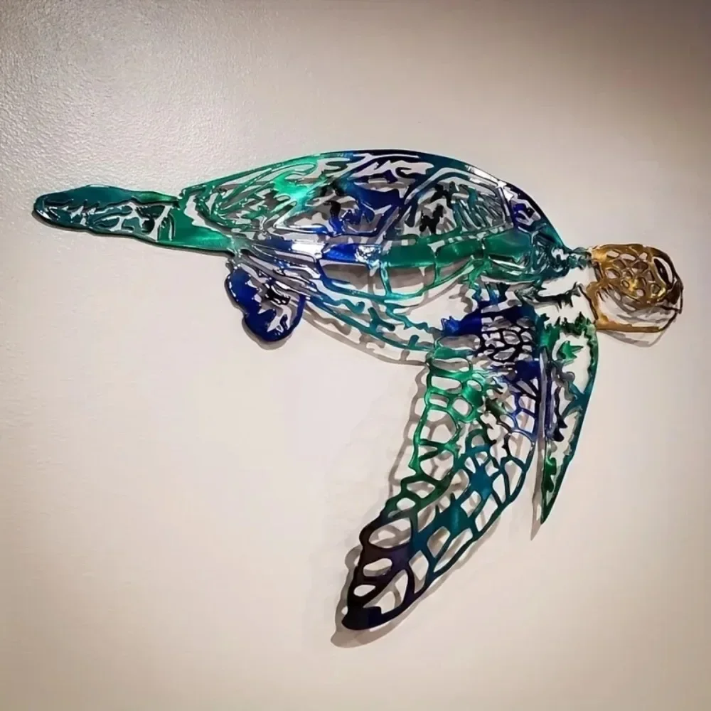 CIFBUY Nautical Aluminum Wall Art Swordfish Jellyfish Turtle Waterproof Durable Metal Sculpture for Living Room Bedroom Home