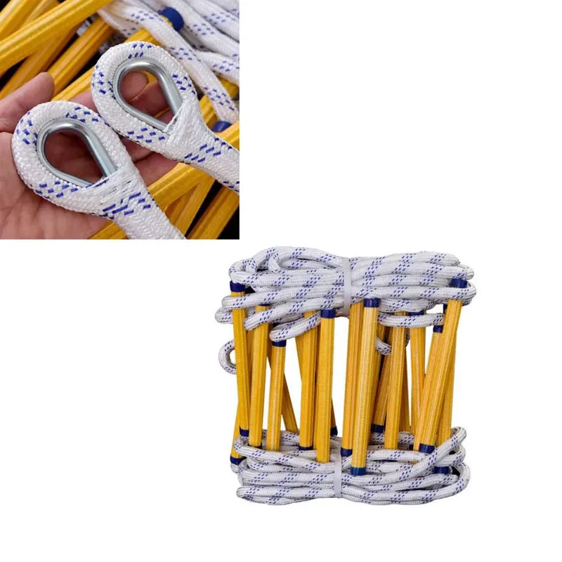 5Meters Emergency Escape Ladder Soft Rope Flame Resistant Portable with Hooks Kids Adults for Outdoor Aerial Work Engineering