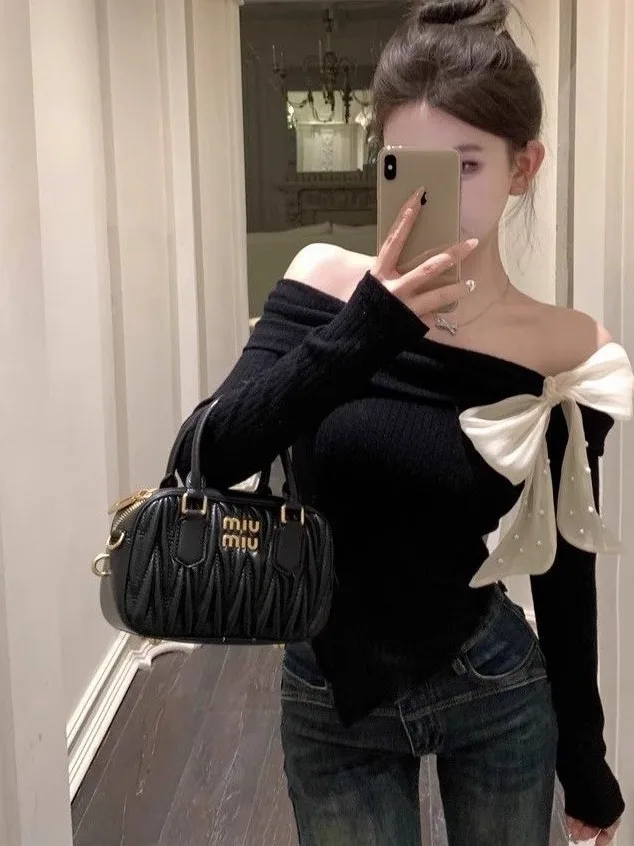 

Ele Long Sve футболка на одно плечо, женская весенняя футболка с узлом, шикарный топ для девочек, осенний нерегулярный сексуальный топ