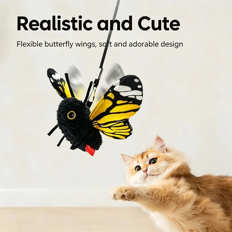 Simulated Butterfly Insect Cat Toy Automatic Electric Cat Teaser Wand Self Play Boredom Relief Interactive Pet Toy For Kitten