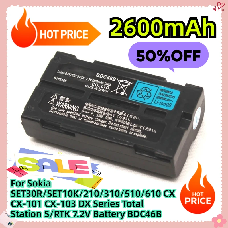 For Sokia SET30R/SET10K/210/310/510/610 CX CX-101 CX-103 DX Series Total Station S/RTK 7.2V 2600mAh Battery BDC46B