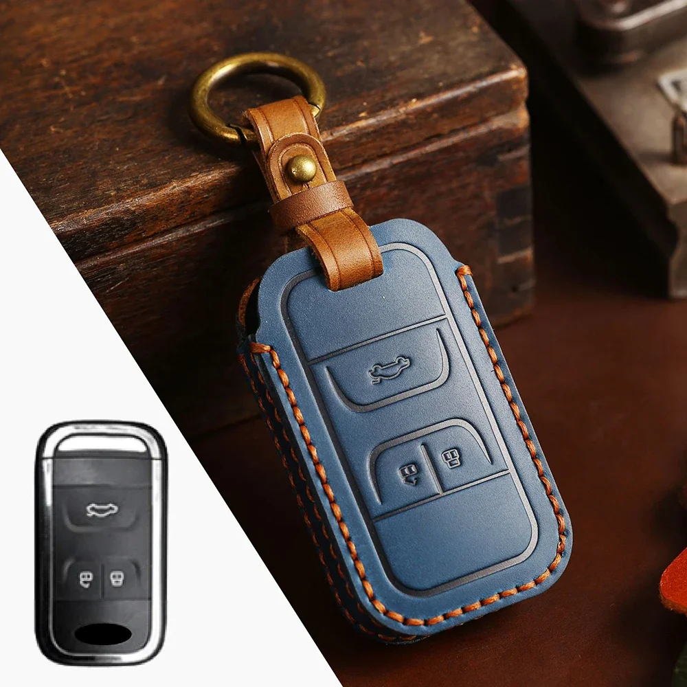 

1pc Leather Remote Control Car Key Cover Case For Chery Tiggo 8 Arrizo 5 3 Tiggo 4 Tiggo 7 2020 2021 Shell 3 Buttons Keyring