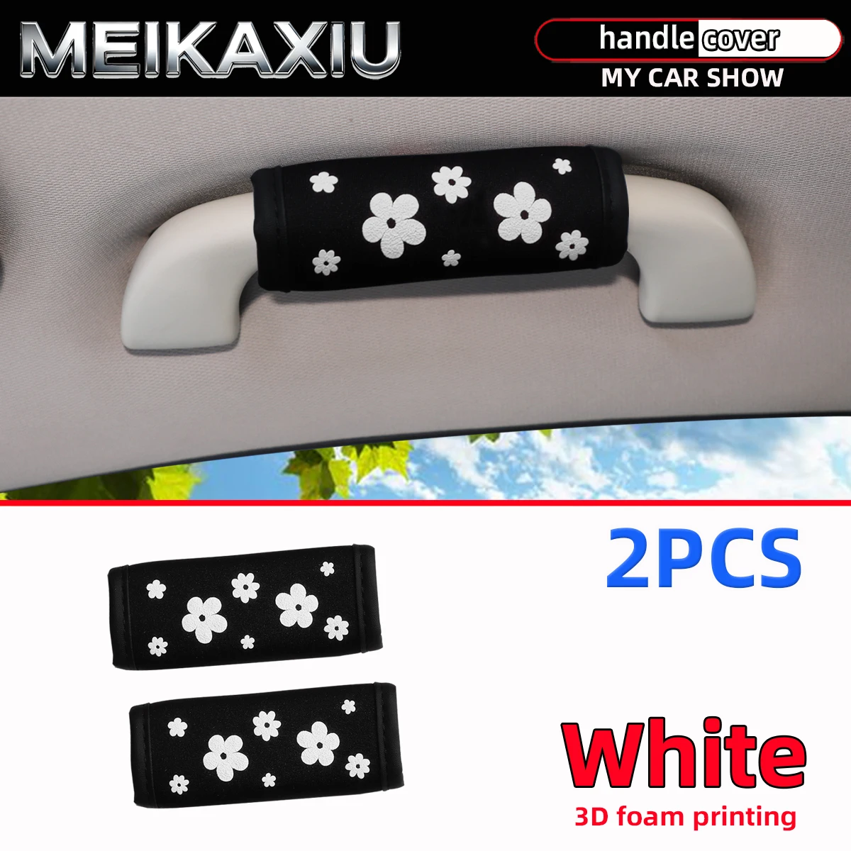Women's Soft Breathable 3D Foam Flower Car Hand Grip Cover Comfortable Touch Interior Handle Protector
