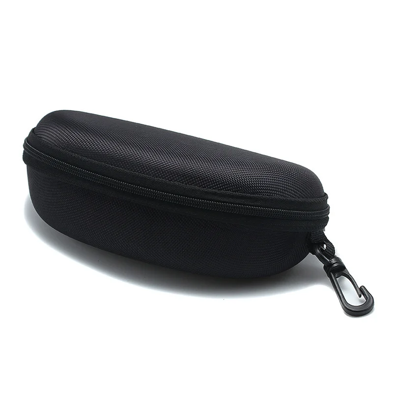 12pcs/1pcs Black Portable Zipper Carabiner Sunglasses Case Protector Box Hard Eye Glasses Case Travel Pack Glasses Case