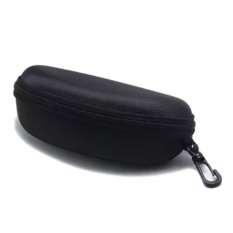 12pcs/1pcs Black Portable Zipper Carabiner Sunglasses Case Protector Box Hard Eye Glasses Case Travel Pack Glasses Case