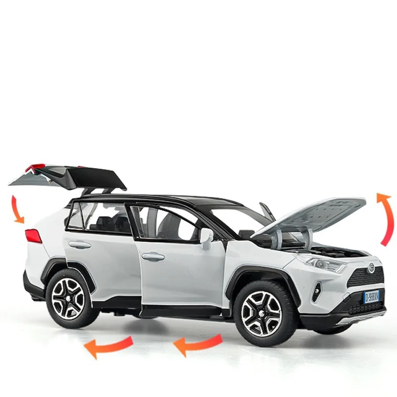 1:32 Toyota RAV4 SUV 2023 Alloy Model Car Toy Diecasts Metal Casting Sound and Light Pull Back Car Toys For Children Vehicle