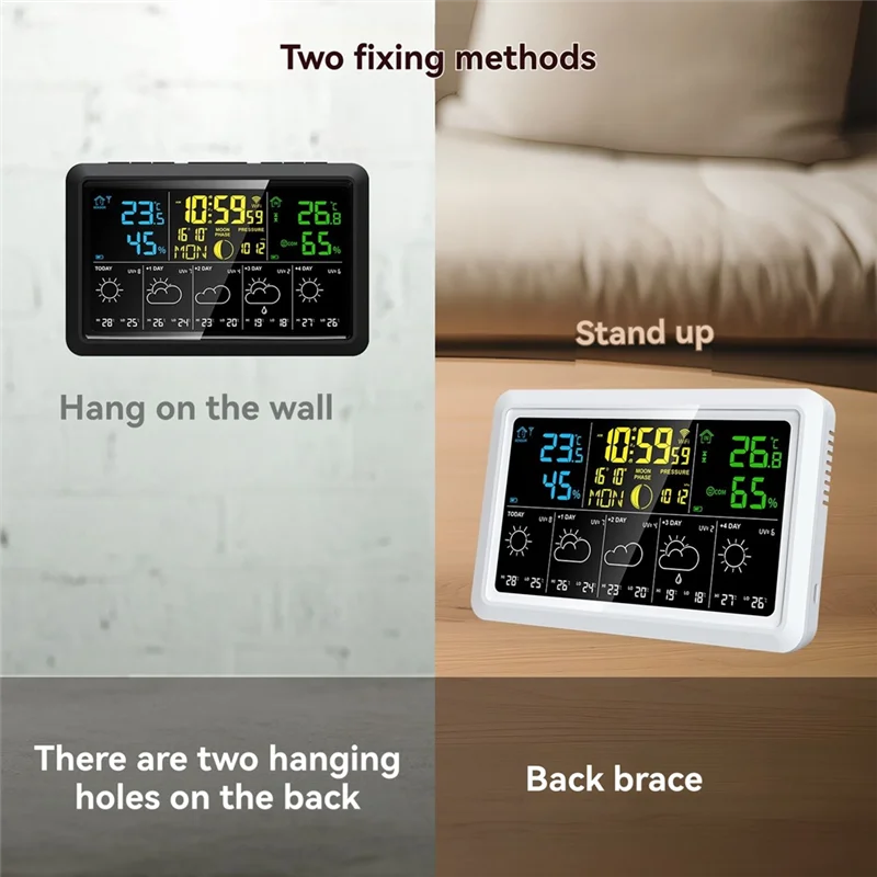 

A74U WIFI Multifunction Tuya Weather Station Air Quality Temperature Humidity Meter Moon Phase Air Pressure Weather Clock