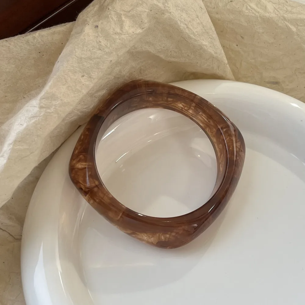 

Bohemian Acrylic Bangle Europe American Style Minority Design Irregular Wide Bracelet Dopamine Smudging Retro Hand Ring Girls