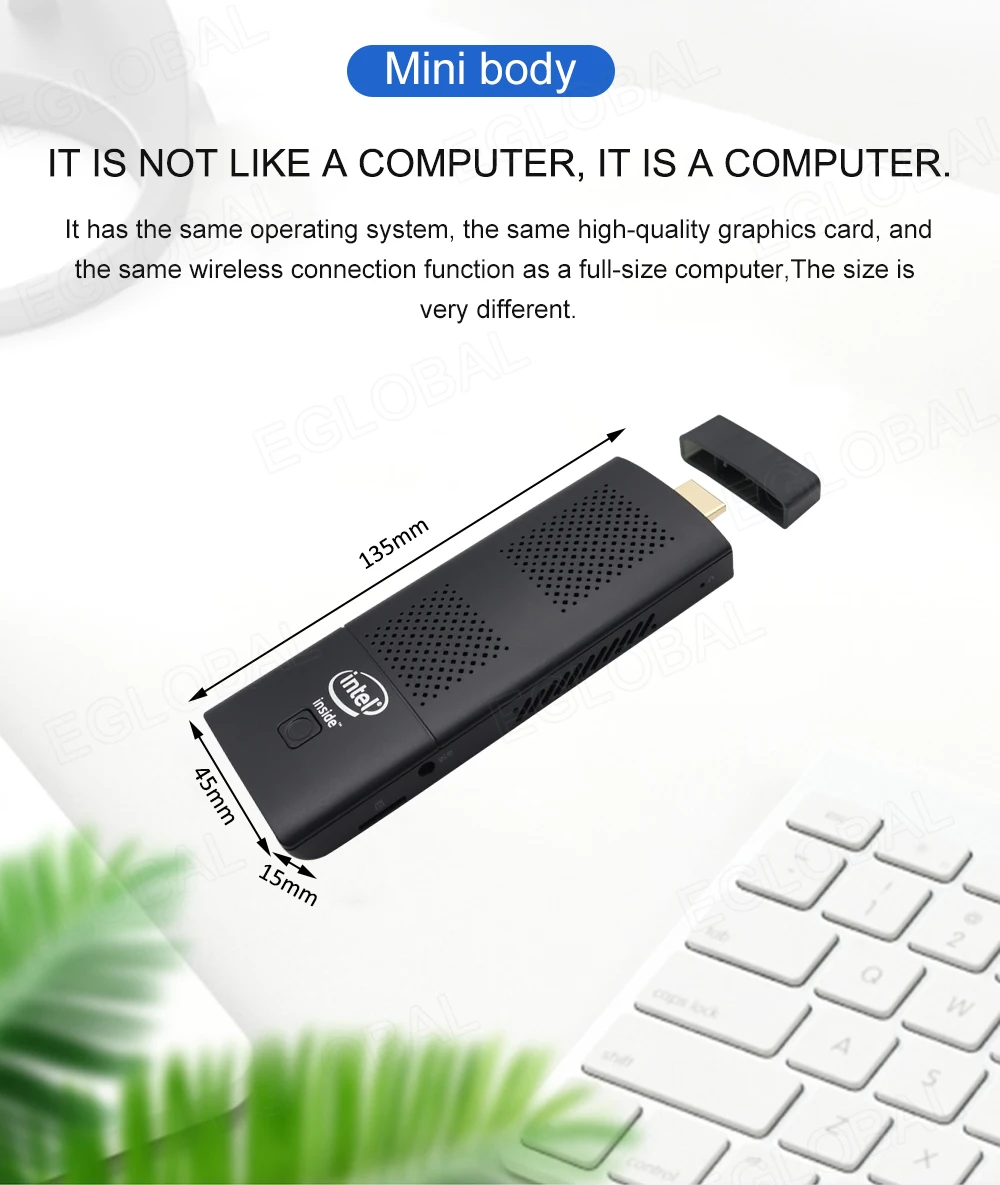 Eglobal-Mini PC Stick de bolsillo N2-N4100, 8gb, DDR4 Ram, 128 SSD con Intel Celeron N4100, windows 10, ordenador para juegos, venta de liquidación